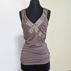 Guess olive green satin tank top Sz M